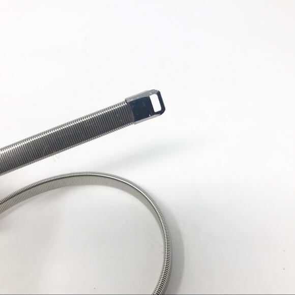 Silver Stretchy Serpentine Stretch Skinny Cinch Disco southwestern Art Deco Belt - Picture 4 of 6